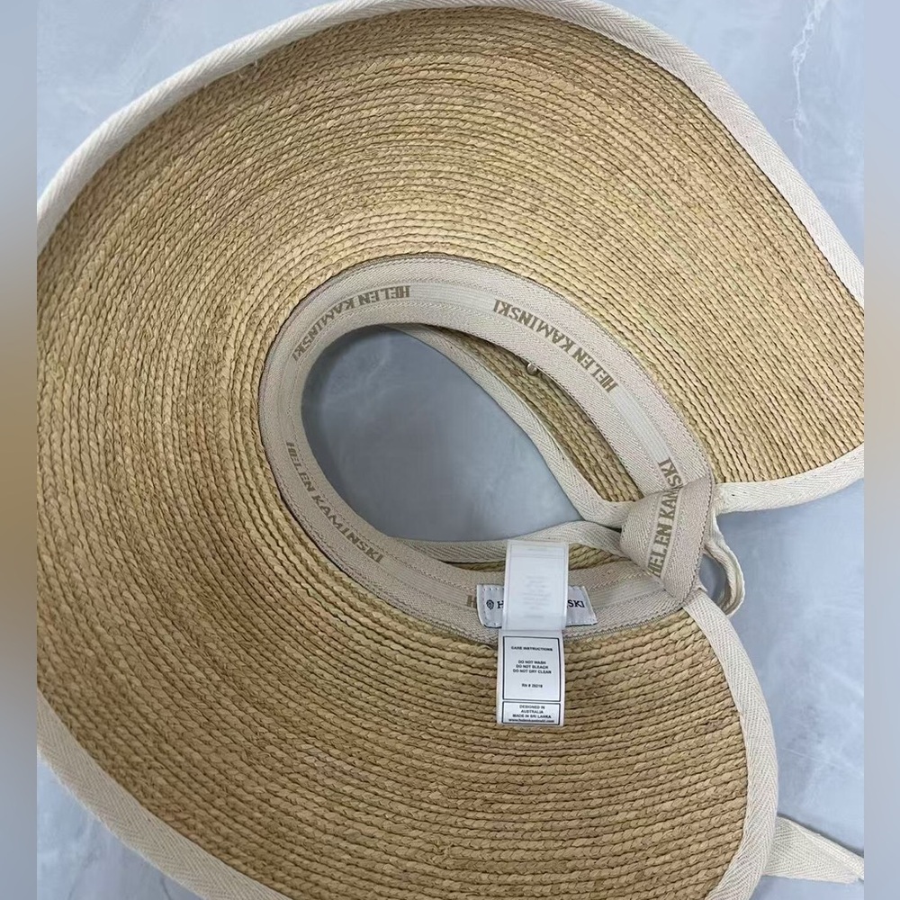 Helen Kaminski Natural Straw Visor with Cream Trim - Picture 4 of 6